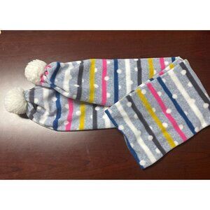 Cuddl Duds Women's Colorful Polka Dot Striped Scarf with Pom Poms